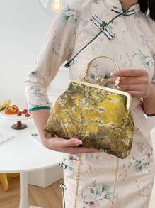 Van Gogh Almond Blossom Patterned Cheongsam-Inspired Shoulder Bag, Crossbody Bag, Handbag For Women's Casual Wear