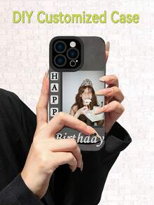 Customized DIY Pattern Full-Coverage Silica Gel Compatible With IPhone Case With TPU Material, Frosted Texture, Anti-Fingerprint And Anti-Slip Protective Cover, Personalized Gift For Birthday - Black - View 2