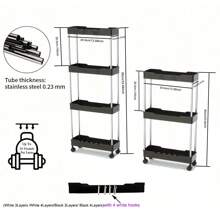 1 Pieza De 3/4 Niveles Carro Delgado De Almacenamiento Rodante, Estante Móvil De Almacenamiento De Baño, Estante De Almacenamiento Multifuncional, Estante De Almacenamiento De Espacio Para Baño, Accesorios De Baño