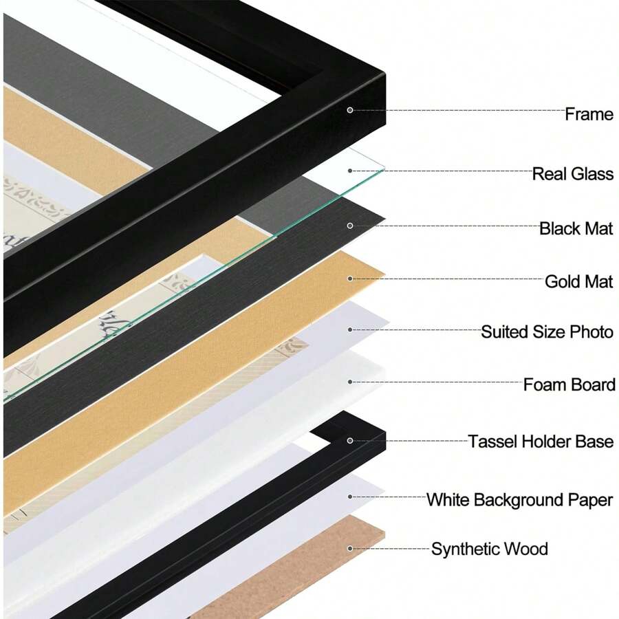 12x16 Diploma Frame With Tassel Holder For 8.5x11 Document Or Certificate, Degree Frame For