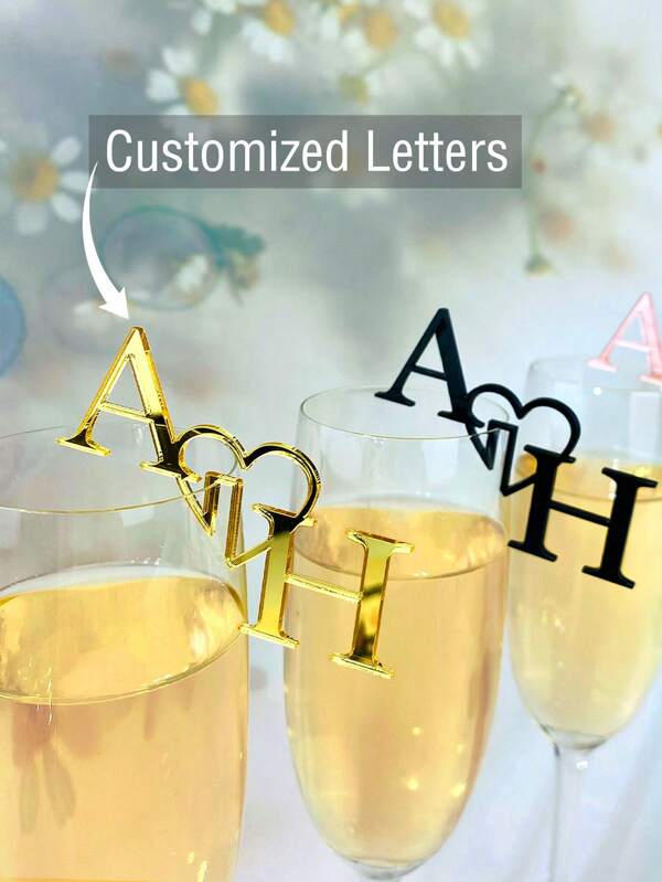 Personalised Drink Stirrers Drink Tags Initials Heart Wedding Wine Charm Glass Markers Laser Acrylic Cocktail Champagne Charms Decoration Multi-Functional, Ornamental Exquisite,Stylish,Colorful,Vintage Custom,Personalized,Unique Ideal Gifts For Him Her,Family,Friends,Boyfriend,Girlfriend,Dad,Mom For Anniversaries,For Valentine's Day,For Mother's Day,For Birthdays,For Children's Day,For Father's Day,For Graduation,For Weddings,For Housewarming Dining Room,Living Room,Bedroom,Office,Tea Room,Home,Christmas