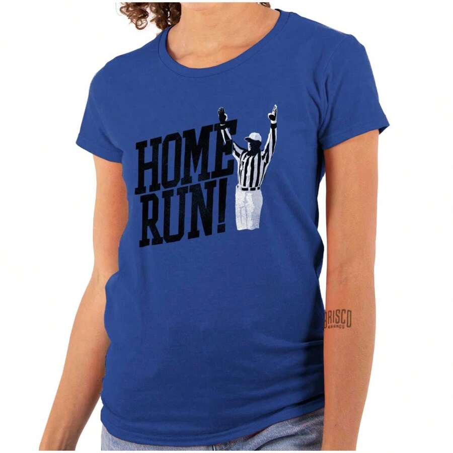 Home Run Baseball Sports Athletic Womens T Shirt Ladies Tee - Royal - View 1