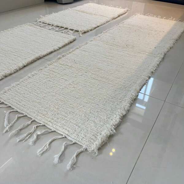 Tapete e Passadeiras Cozinha e Casa Felpudo Algodão Rustico Estilo Boho Jogo 03 Peças