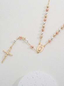 1pc Beaded Virgin Mary Necklace With Watermelon Pattern, Suitable For Women's Daily Wear Or Festive Occasions