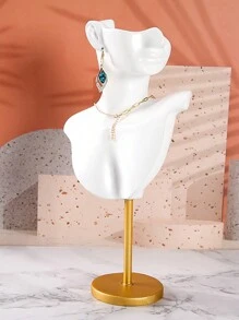1 Peça Suporte de Colar com Busto de Perfil Lateral de Resina Branca, Suporte de Brinco, Adequado como Organizador de Decoração Doméstica Pequena, Caixa de Armazenamento de Viagem, Presentes de Viagem, Volta às Aulas
