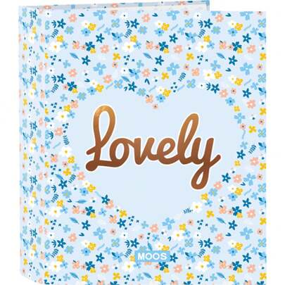 Moos Pasta de argolas com 4 argolas de 35 mm de largura MOOS "ADORÁVEL" - Pasta de argolas oficialmente licenciada - Design exclusivo - Ideal para uso diário - Material durável - Compatível com folhas A4