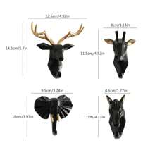 1pc Black Resin Cute Animals Wall Hook For Key Hat Hanger Wall Decor Deer Hosre Elephant Giraffe Figurine Decorative Hooks For Towel Kitchen Key Holder Wall - Black - View 9