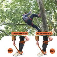 Baumklettern Ausrüstung, Baumkletter Werkzeug Steigeisen, Höhenverstellbare und mit Rindslederriemen, Baumsteigeisen Klettern Bäume Artefakt, Rutschfestes Climbing Spike Set für Waldcamping, Obsternte - Orange - Übersicht 5