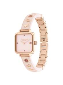 Coach Cass Women 22mm Quartz Watch Polished And Contemporary Elegance Fashionable For Everyday Wear,PinkPlated Steel Bangle Watch