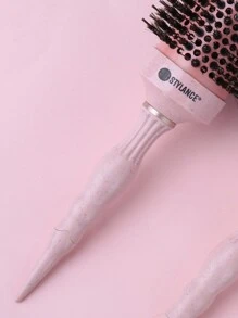 1pc Salon Ceramic Ionic Hair Brush With Nano Technology, Aluminum Barrel, Nylon Pins, Boar Bristles, Ergonomic Handle