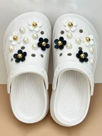 14pcs Flower Shoe Accessories Fits For Clog Sandals Decoration For Girls Adult Women
