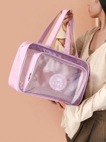 1 Túi Đựng Đồ Vệ Sinh Bằng PVC Trong Suốt Với Màu Sắc Tươi Sáng, Cầm Tay Hoặc Đeo Vai, Chống Thấm Nước Với Thiết Kế Tách Khô Và Ướt, Hoàn Hảo Cho Bơi Lội, Thể Dục, Tắm, Mỹ Phẩm Và Bảo Quản Túi Vệ Sinh Du Lịch Mùa Hè Cần Thiết Cho Kỳ Nghỉ Đi Biển Đồ dùng học tập Ký túc xá Trở Lại Trường Học - màu đen - Xem 6