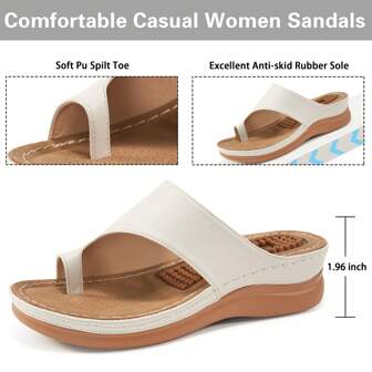Women's Massage Beads Wedge Flip Flops, Comfortable Home Thick-Sole Sandals, Ladies Casual Dress Platform Shoes