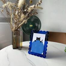 亞克力花形相片框，多種顏色可選，可橫向或縱向展示，適用於5*7英寸的照片 - 藍色 - 查看 1