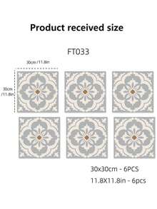 6入組剝離式彩蠟背板貼紙。藍色圖案經典貼花磁磚。廚房浴室用自黏式牆面磁貼条 - 彩色 - 查看 11