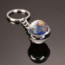 1pc Galaxy Series Keychain Featuring Eight Planets, Moon And Crystal Glass Pendant, Gift Or Souvenir Halloween Backpack For School Car Accessories Cute Goth Y2k