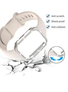 1 zestaw 3 w 1 minimalistyczny nowy modny jednolity kolor motyl klamra silikonowy pasek do zegarka i PC Rhinestone zegarek etui ochronne kompatybilny z 38 mm 40 mm 41 mm 45 mm 44 mm 42 mm 46 mm 49 mm, Ultra 9 8 7 6 5 4 3 2 1 SE Series10, wygodna oddychająca opaska na nadgarstek, odporna na zarysowania wodoodporna wstrząsoodporna obudowa zegarka, dla kobiet i mężczyzn