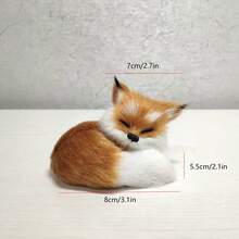 1Pc Simulation Fox Ornament Mini Squatting Fox Model Plush Animal Figurine Doll Toy Home Decoration Craft Christmas Party Gift - Multicolor - View 5