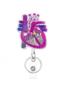 1pc Retractable Nurse ID Badge Holder, Can Be Used As Keychain, Key Chain, ID Card Holder, With Keyring, Cute Heart-Shaped Acrylic ID Badge Holder, Great Gift For Women, Nurses, Doctors, Employees. Valentine's Day Car Accessories Hanging Ornament, Gothic Y2K Style Bag Hanging Strap With ID Holder, Christmas Car Accessories Hanging Ornament, Creative Gift For Teachers, Friends, Sisters - Multicolor - View 14