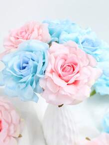 20Pcs Artificial Roses Head Fake Silk Rose Head DIY Fake Roses Heads For Wedding Flower Wall DIY Crafts Bouquet Decoration Birthday Party Valentine'S Day Mother'S Day Gift - Màu xanh lam - Xem 3