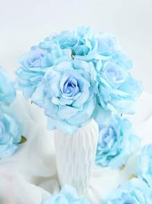 20Pcs Artificial Roses Head Fake Silk Rose Head DIY Fake Roses Heads For Wedding Flower Wall DIY Crafts Bouquet Decoration Birthday Party Valentine'S Day Mother'S Day Gift - Màu xanh lam - Xem 6