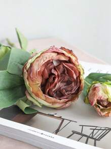 5PCS 19.3in Artificial Peony Fake Flowers Silk Peonies Flowers Vintage  Bouquet Vintage Peony Silk Flower For Home Garden Bridal Wedding Party Festival Decor Birthday,Valentine's Day,Mother's Day Gift - Cà phê nâu - Xem 2