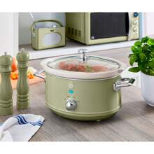 Retro Slow Cooker, 3.5L, Removable Non-Stick Ceramic Container Free, Vintage, SWAN, SF17021GNEU, 200W, Green - 綠色 - 查看 2