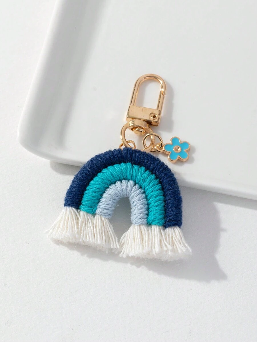 1pc Cute Rainbow Flower Bag Charm - Navy Blue - View 1