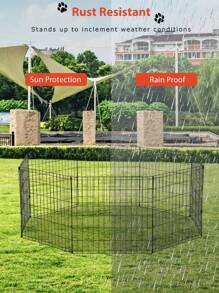 Dog Pen Dog Playpen Puppy Pet Playpen 8 Panel Indoor Outdoor Metal Portable Folding Animal Exercise Dog Fence,24",Black
