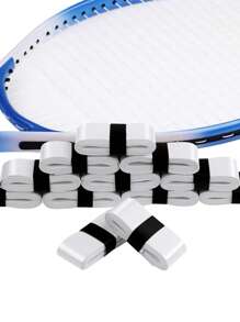 2024 新款 2 件装吸湿防滑弹性扁平 PU 握把，适用于运动健身球拍、自行车车把、钓鱼竿、羽毛球拍、匹克球拍、网球拍手柄，起到保护作用 - 白色 - 查看 6