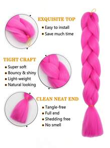 3pcs 24 Inch Large Braided Hair Extensions For Women, Suitable For Daily Wear, Holiday, Costume Party, Music Festival, Sky Blue, Purple, Rose Pink, Multi-Color Fashion Synthetic Braided Hair, High Temperature Resistant, Durable And Practical - Multicolor - View 8
