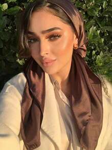 Ladies' Solid Color Satin Square Scarf, 90cm, Silk-Like Shawl, Neckerchief, Headscarf Casual Bandana Headband Fashion Hairband