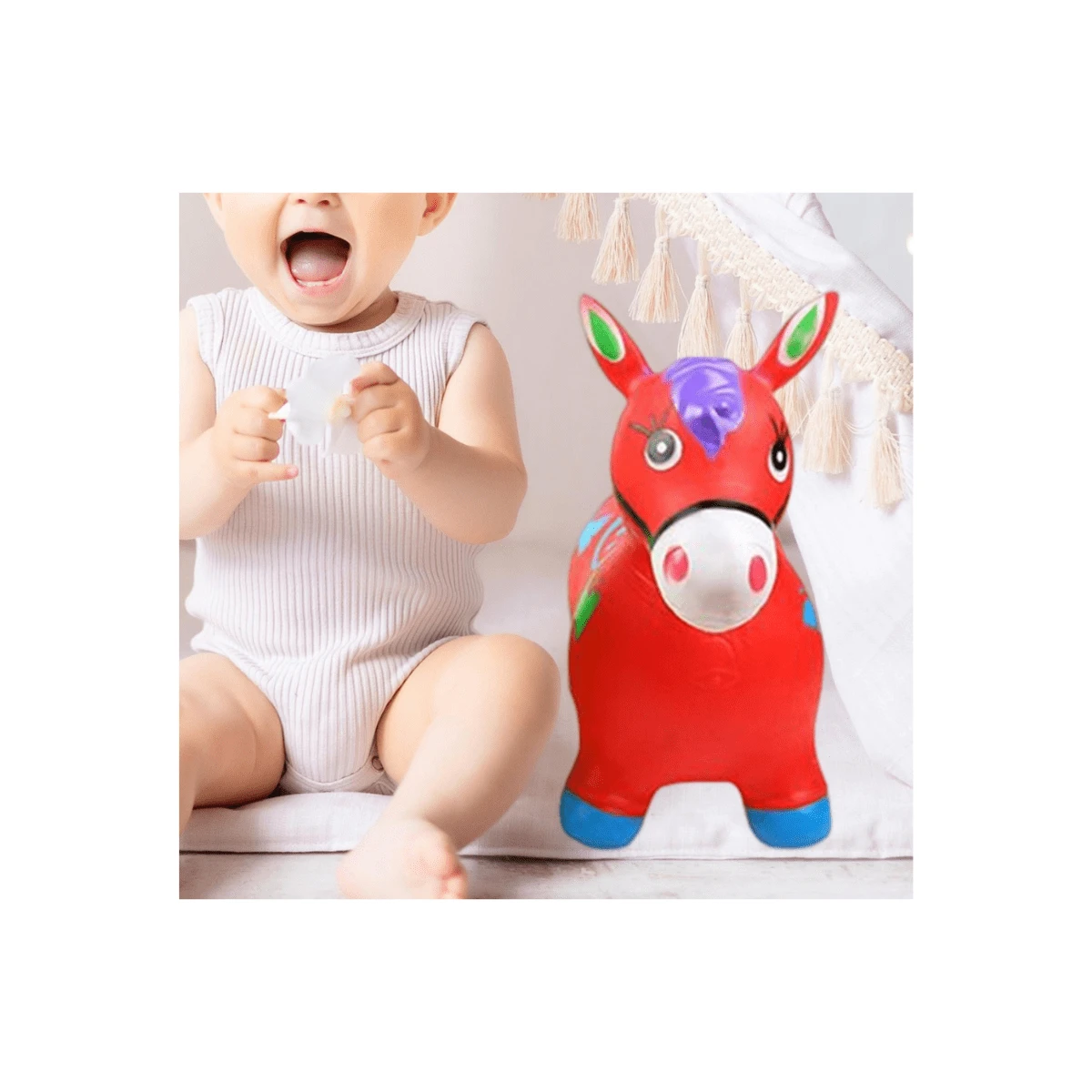 INFLATABLE HORSE FOR CHILDREN WITH MUSIC - 紅色 - 查看 1