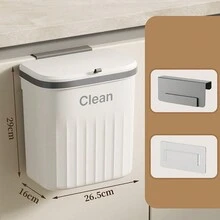 1 Thùng Rác Treo Tường Cổng Lật Bằng Nhựa, Dành Cho Nhà Bếp/Phòng Tắm/Nhà Vệ Sinh Khoảng Cách Lưu Trữ Treo Tường Vòng Nén Rác, Vật Dụng Nhà Bếp, Thùng Rác, Thùng Rác - trắng - Xem 8