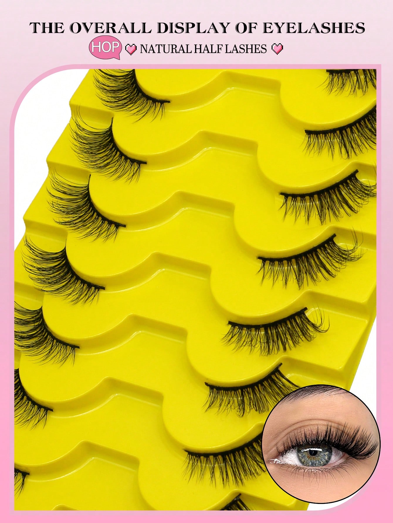 9 أزواج من رموش نصفية بشكل عين القطة، رموش مستعارة...