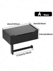 1pc Bathroom Toilet Paper Holder With Shelf, Mobile Phone Storage Rack, Wall-Mounted Tissue Dispenser, Modern Design, Suitable For Home Or Hotel Use, Bathroom Accessory