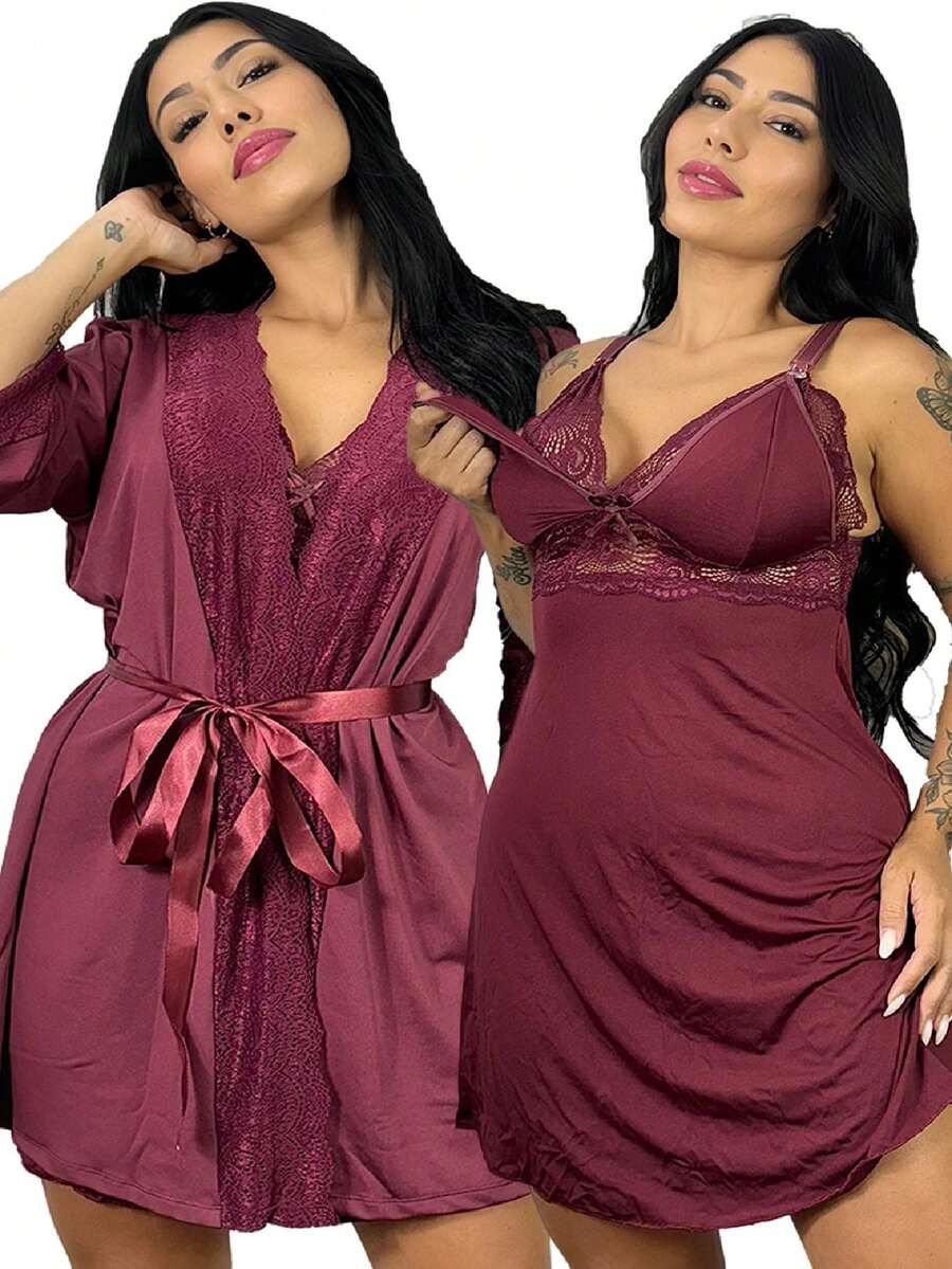 Maternity Sleepwear - 紫紅色 - 查看 1