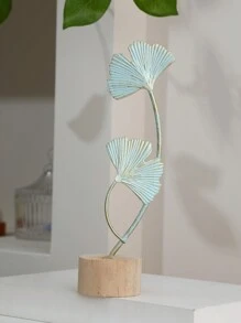 1 pieza Objeto decorativo de hierro, diseño de hoja moderna como objeto decorativo para el hogar, mejor regalo - Dorado - Ver 9