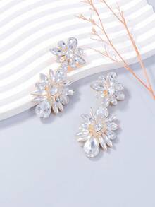 juran 1pair Resin Rhinestone Exaggerated Earrings For Women, Festival Party Accessories - Gold - View 2
