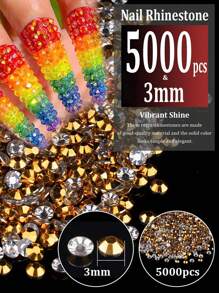 5000颗3毫米树脂水钻散装，彩色AB彩平底圆形果冻水钻美甲装饰钻 - 彩色 - 查看 12
