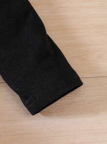 Conjunto de falda plisada para niñas en 2 piezas, conjunto de top con hombros al aire y falda, estampado de Los Ángeles, atuendo casual y veraniego para vacaciones - Negro - Ver 6