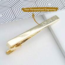 Personalised Tie Clip, Custom Tie Bar, Groomsmen Or Usher Gift, Engraved Tie Pin, Rose Gold, Silver, Gold Men's Jewllery, Wedding Day Gift - Multicolor - View 1