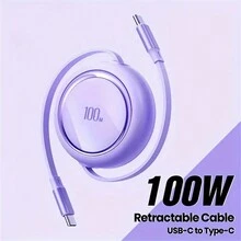 雙TYPE-C 100W可伸縮數據線，適用於蘋果15前沿通用Type C所有型號，豐富多彩顏色 - 彩色 - 查看 3