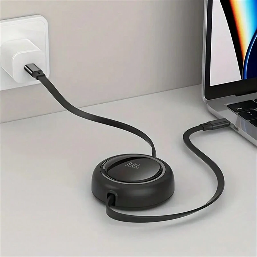 雙TYPE-C 100W可伸縮數據線，適用於蘋果15前沿通用Type C所有型號，豐富多彩顏色 - 彩色 - 查看 1