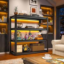 Garage Shelves, Heavy Storage Shelves, Indoor Floor Shelving, 4-Layer Adjustable Metal Shelving Unit, Heavy Carbon Steel Metal Shelves, Sturdy Practical Shelves, Industrial Basement Storage Shelves, Suitable For Commercial Homes,32"Wx15.7"Dx 63"H/80*40*160cm - Black - View 3