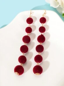 3 件复古珠宝套装红球长吊坠耳环双层天鹅绒颈链心形吊坠项链情人节、妈妈、母亲、母亲节、礼物 - 酒紅色 - 查看 5