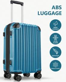 3 Piece Expandable Luggage Sets With Spinner Wheels,ABS Hard Suitcases With TSA Lock, Travel Luggage - Blue - View 6