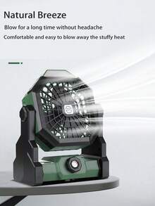 Anirun 便攜式USB戶外風扇，無限速度調節，強風，LED照明，USB充電，長效電源，適用於戶外活動，保持涼爽 - 橘色 - 查看 3