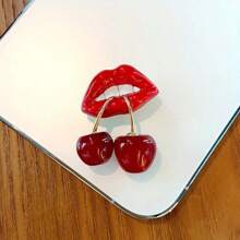 Broșă cu buze roșii cireșe distractive, noutate, fată, pin, cataramă antiderapantă, accesorii pentru geantă, îmbrăcăminte, broșă, rochie, decorare, Ziua Îndrăgostiților, accesorii pentru rochie, pin pentru haine, farmecul geantă de școală