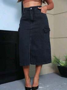 Women Denim Skirts - Màu xám đen - Xem 1